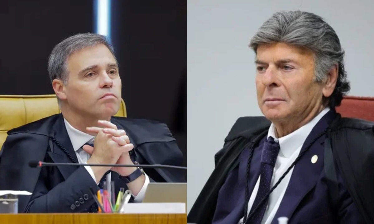 Ministros André Mendonça e Luiz Fux no STF