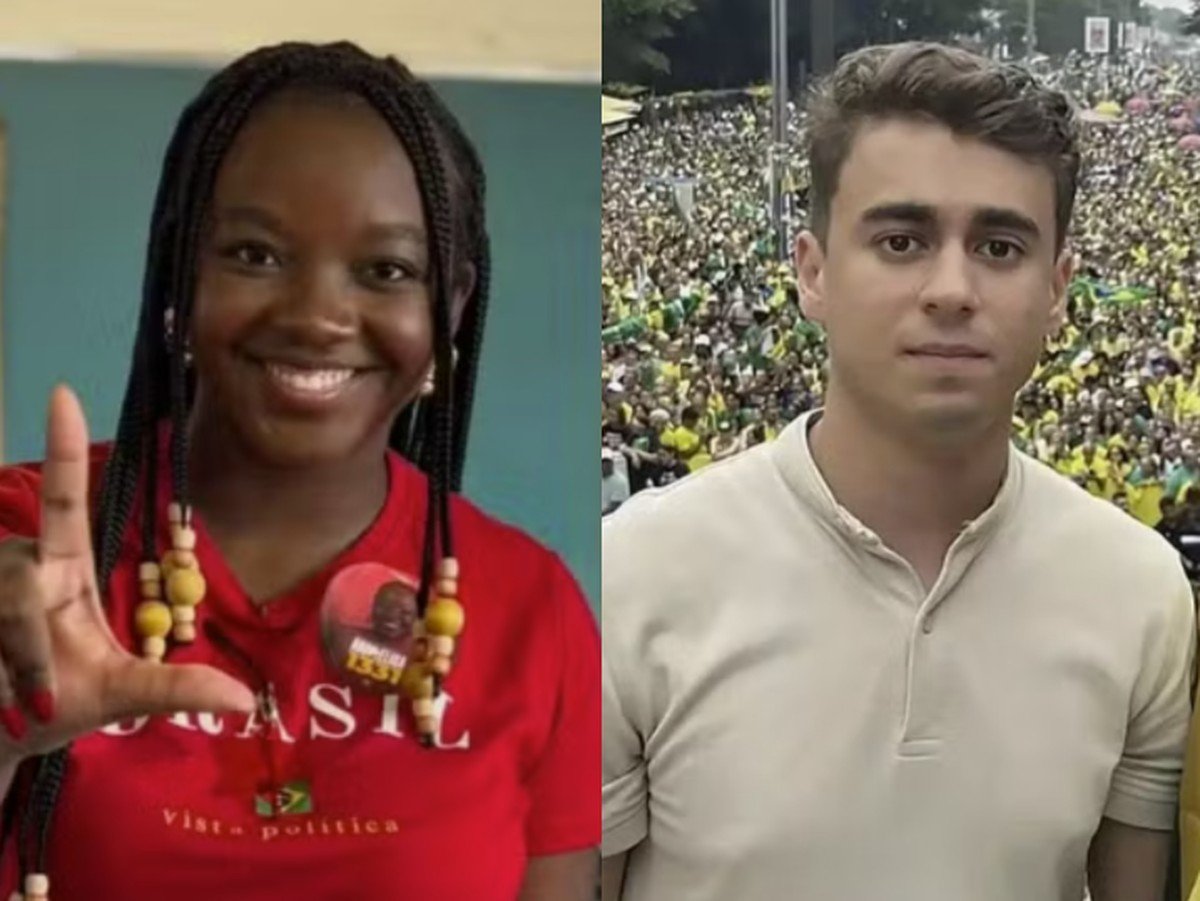Montagem com Ana Elisa e Nikolas Ferreira em meio à repercussão de publicações nas redes sociais